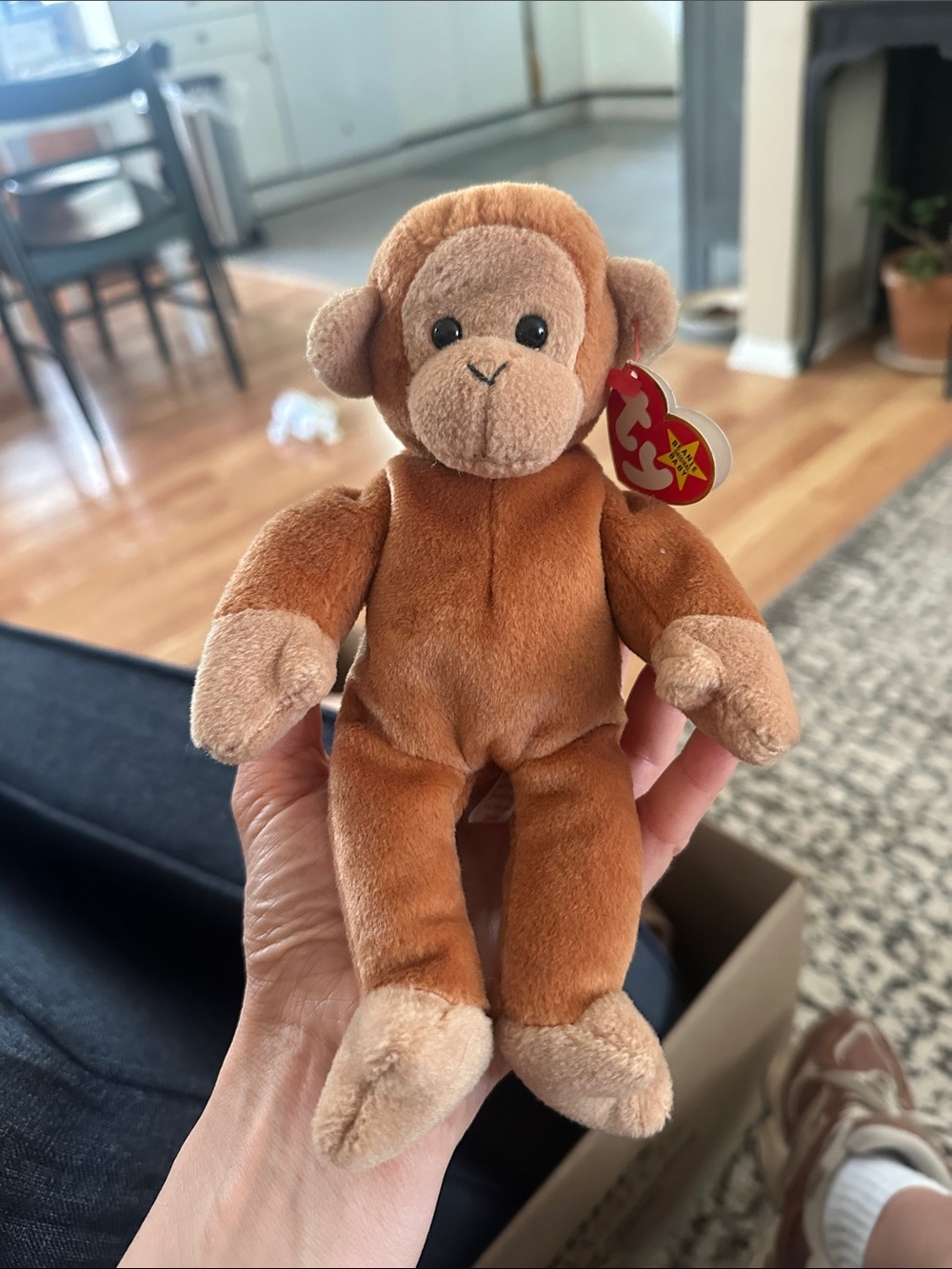Ty Brown and Tan Monkey Beanie Plush - Soft Brown Monkey